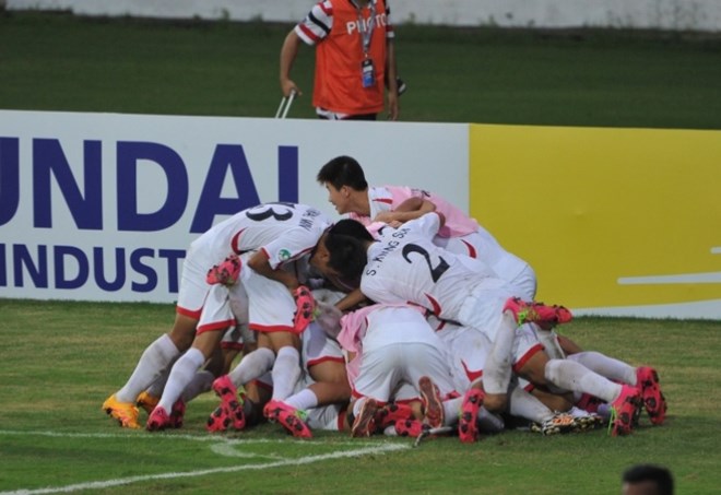 Niềm vui của các cầu thủ U16 Triều Tiên. (Nguồn: AFC)