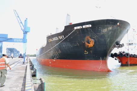 Tàu 30 ngàn tấn vào nhận hàng tại Cảng Gò Dầu (huyện Long Thành).