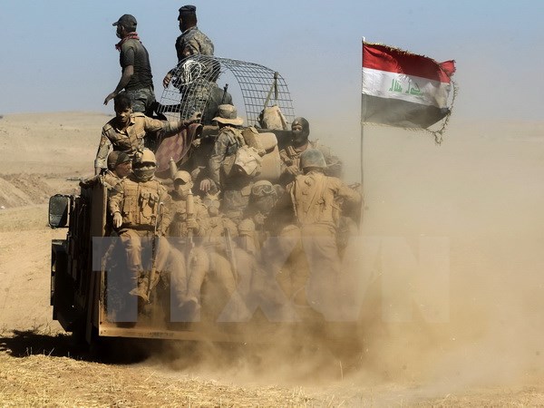  Binh sĩ Iraq trong chiến dịch truy quét IS tại Qayyarah, Mosul ngày 20/10. (Nguồn: AFP/TTXVN)
