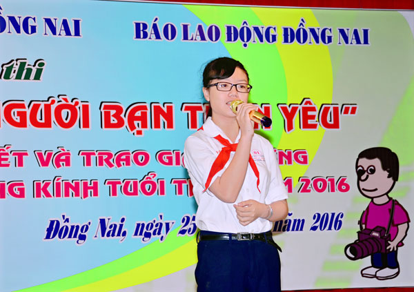 Thí sinh Ngô Gia Hân, TP. Biên Hòa đoạt giải nhất khối THCS