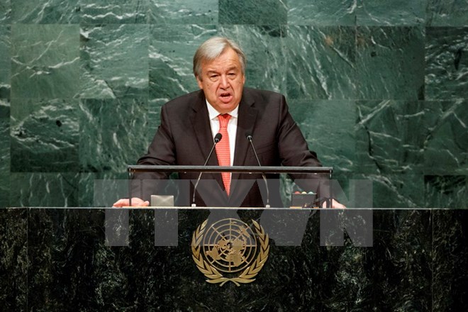 Tân Tổng thư ký LHQ Antonio Guterres. (Nguồn: AFP/TTXVN)