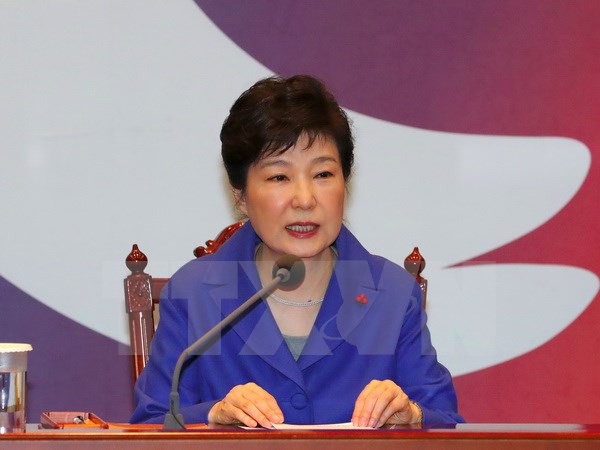 Bà Park Geun-Hye tại một cuộc họp ở Seoul ngày 9/12. (Nguồn: AFP/TTXVN)