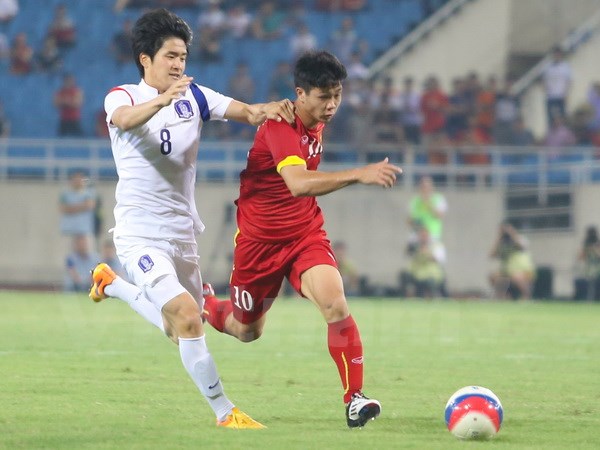 Công Phượng và đồng đội từng đối mặt U23 Hàn Quốc hồi năm 2015. (Ảnh: Minh Chiến/Vietnam+)