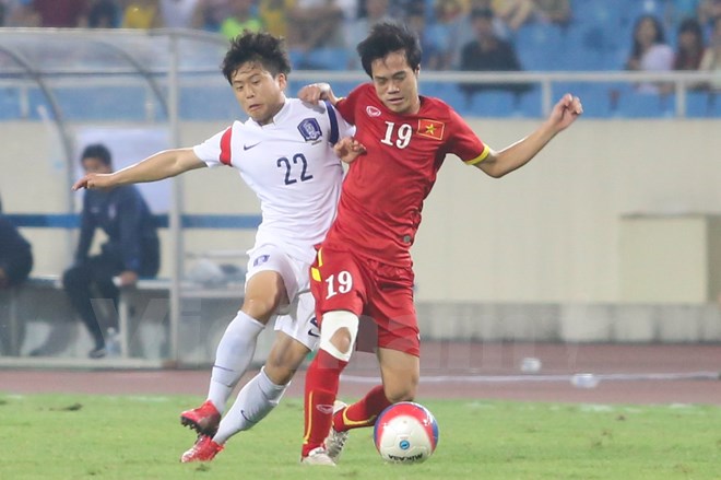 Lứa Văn Toàn, Công Phượng từng cầm hòa U23 Hàn Quốc hồi năm 2015. (Ảnh: Minh Chiến/Vietnam+)
