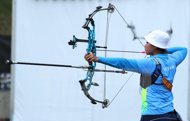 Vận động viên Châu Kiều Oanh (Việt Nam) thi đấu. (Ảnh: Quốc Khánh/TTXVN)