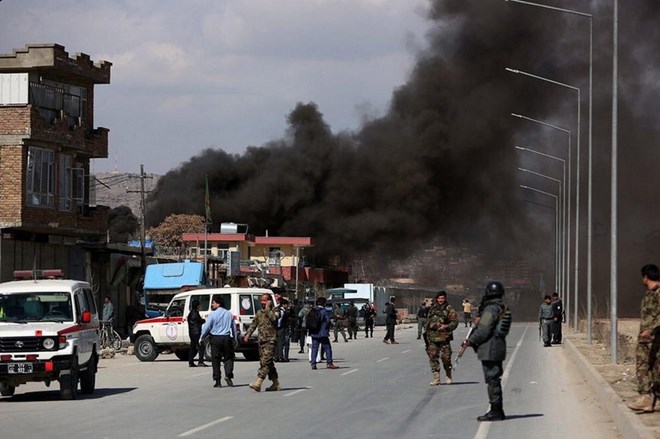 Khu vực hiện trường vụ bắn tên lửa ở Kabul. (Nguồn: trend.az)