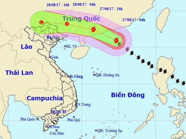 Vị trí và đường đi của bão số 7. (Nguồn: nchmf.gov.vn)