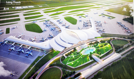 Phối cảnh Nhà ga hành khách Cảng hàng không quốc tế Long Thành nhìn tổng thể.