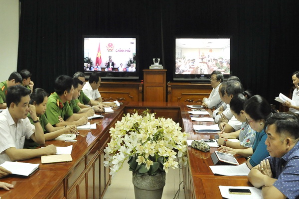 Đại diện các sở, ngành địa phương của Đồng Nai tham gia hội nghị trực tuyến.