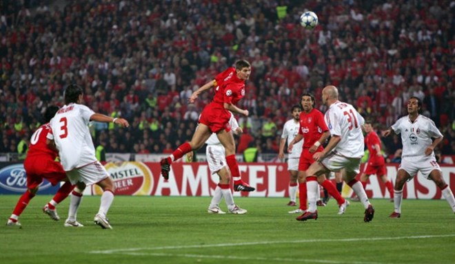 Hình ảnh trận đấu mà Liverpool ngược dòng trước AC Milan vào năm 2005.