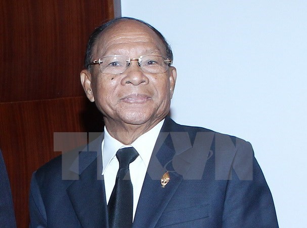 Chủ tịch danh dự của Đảng Nhân dân Campuchia Samdech Heng Samrin. (Ảnh: Nhan Sáng/TTXVN)