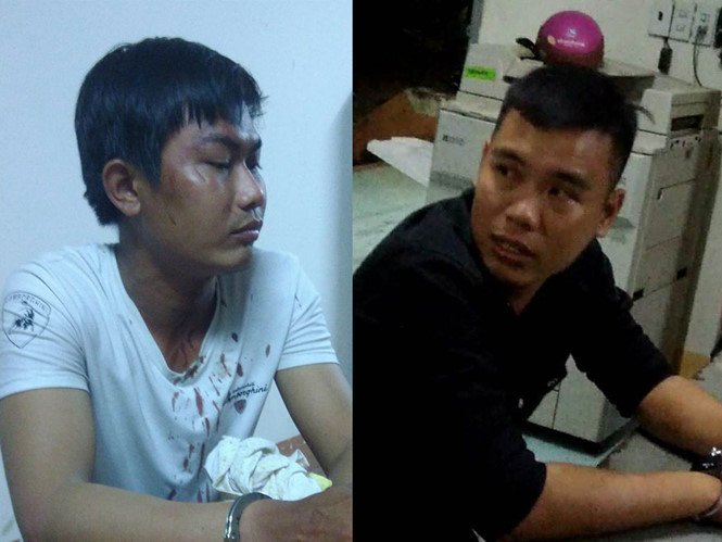 Lực (áo trắng) và Đức tại cơ quan công an