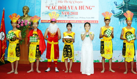 hần dự thi của học sinh Trường THCS Trường Sa (phường Trảng Dài, TP.Biên Hòa) tham gia Hội thi kể chuyện “Các đời Vua Hùng” năm 2018