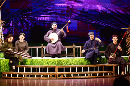 Cảnh trong vở Thầy Ba Đợi. Ảnh: Quang Định