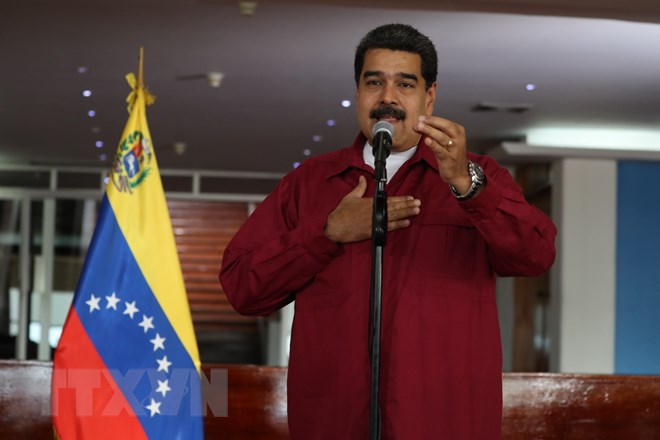 Tổng thống Nicolas Maduro phát biểu tại một sự kiện ở Maiquetia, Venezuela. (Nguồn: EPA/TTXVN)