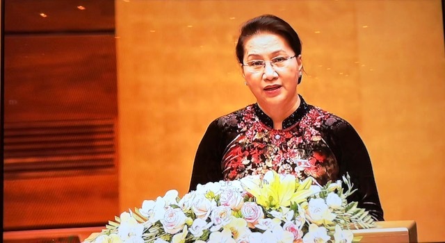 Chủ tịch Quốc hội Nguyễn Thị Kim Ngân phát biểu khai mạc. Ảnh: H.V