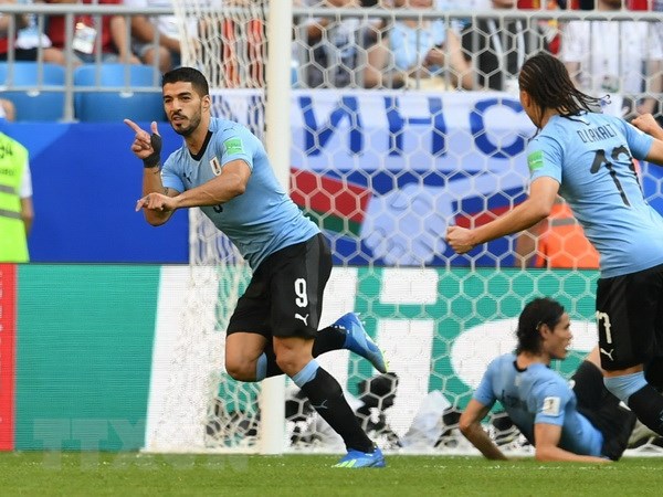 Luis Suarez mở đầu cho chiến thắng của Uruguay. (Nguồn: THX/TTXVN)