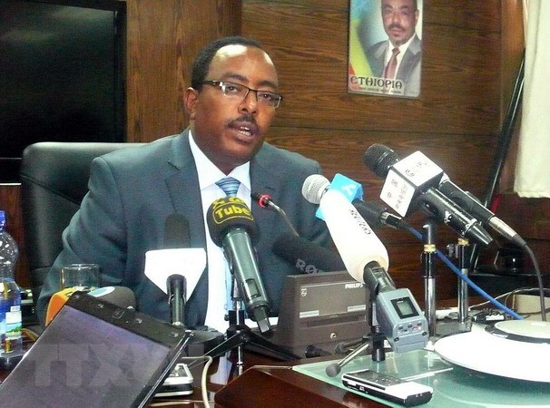 Ông Redwan Hussein phát biểu với báo giới tại Addis Ababa, Ethiopia ngày 17/2/2014. (Ảnh: AFP/TTXVN)