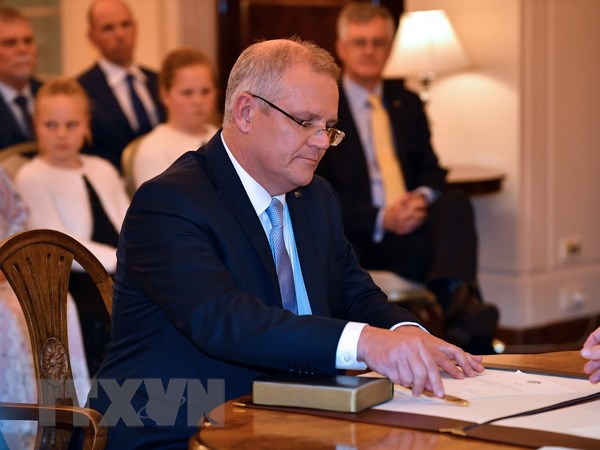 Ông Scott Morrison tại buổi nhậm chức Thủ tướng Australia ở Canberra ngày 24-8. Ảnh: (Nguồn: AFP/ TTXVN)