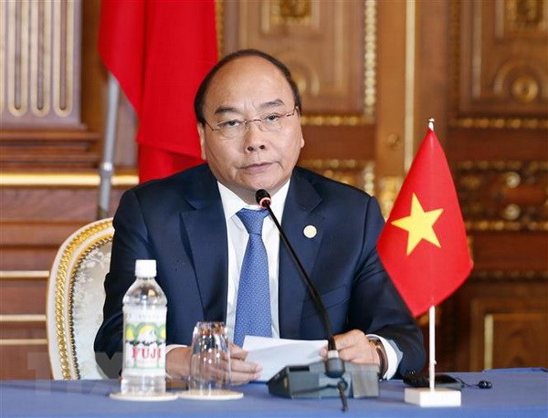 Thủ tướng Nguyễn Xuân Phúc phát biểu tại cuộc họp báo chung cùng các trưởng đoàn, sau khi kết thúc hội nghị. (Ảnh: Thống Nhất/TTXVN)