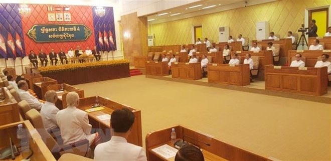 Phiên họp đầu tiên của Thượng viện Campuchia khóa IV ngày 23-4 .(Nguồn: TTXVN)