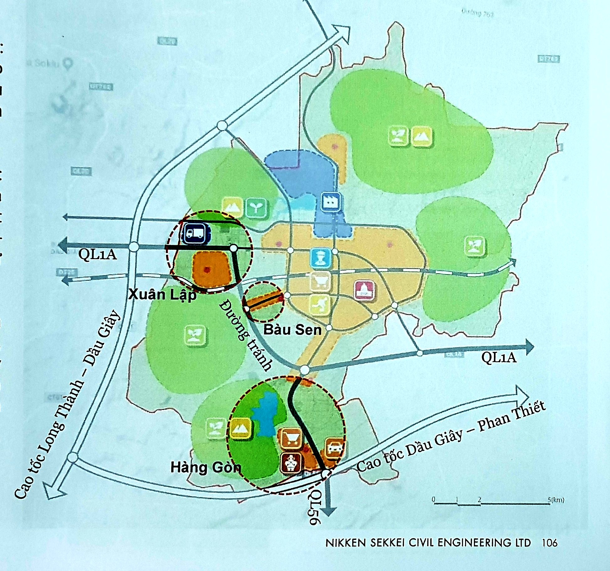 Bản đồ quy hoạch 3 khu vực cửa ngõ tiếp cận giao thông liên vùng của TX.Long Khánh 