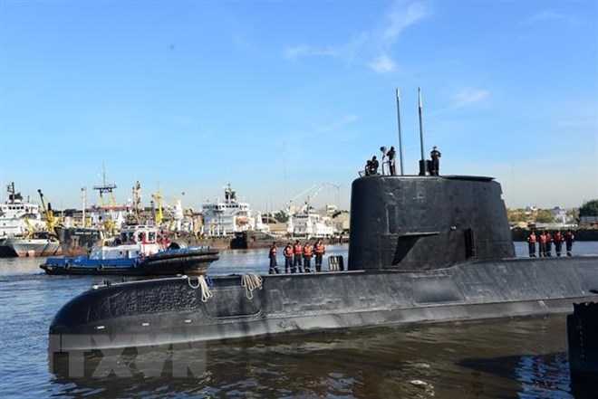 Tàu ngầm ARA San Juan tại cảng ở Buenos Aires, Argentina ngày 18-11-2014. (Ảnh: AFP/ TTXVN)