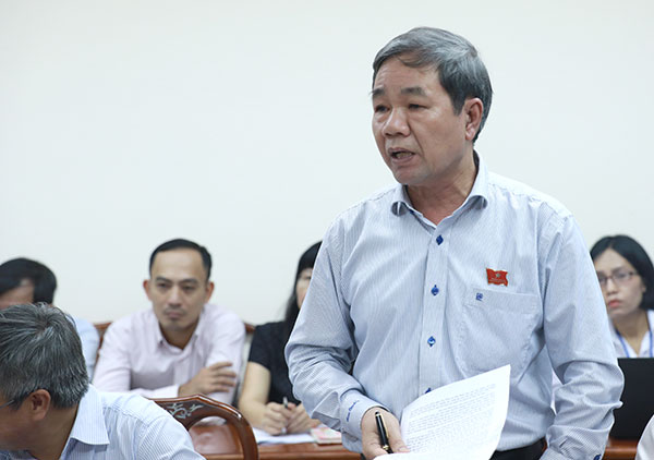 Phó chủ tịch UBND tỉnh Nguyễn Quốc Hùng phát biểu tại buổi thảo luận tổ