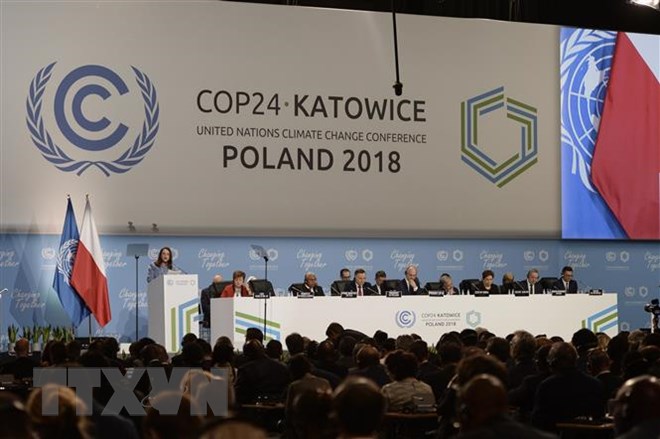Toàn cảnh Hội nghị của Liên hợp quốc về biến đổi khí hậu lần thứ 24 (COP 24) tại Katowice (Ba Lan) ngày 3-12-2018. (Ảnh: THX/TTXVN)