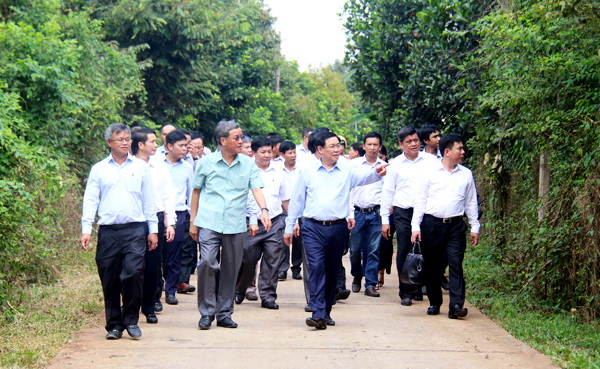 Phó thủ tướng Chính phủ Vương Đình Huệ kiểm tra tình hình xây dựng nông thôn mới tại huyện Long Thành. Ảnh: Hải Quân