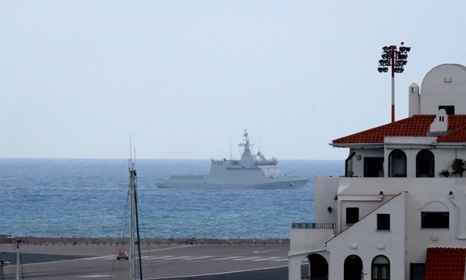 Tàu chiến Tây Ban Nha ở hải phận gần Gibraltar. (Nguồn: PA)