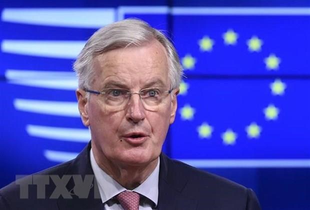 Trưởng phái đoàn đàm phán Brexit của EU Michel Barnier tại cuộc họp báo ở Brussels, Bỉ. (Nguồn: AFP/TTXVN)