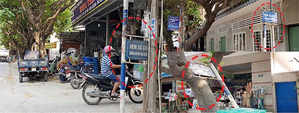 Một số trụ biển tên hẻm đã bị hư hỏng