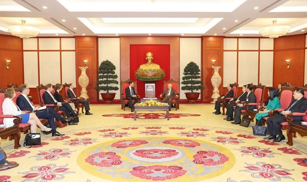  Tổng Bí thư, Chủ tịch nước Nguyễn Phú Trọng tiếp Thủ tướng Vương quốc Hà Lan Mark Rutte. (Ảnh: Trí Dũng/TTXVN)