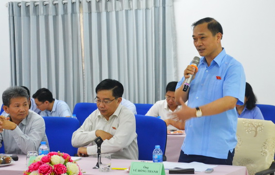 Trưởng đoàn công tác Vũ Hồng Thanh phát biểu tại Công ty TNHH Chang Shin Việt Nam tại Long Thành.