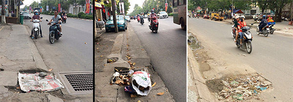 Những tấm đan đậy miệng cống thoát nước ở phường Tân Tiến, TP.Biên Hòa bị đậy kín bởi bao nhựa