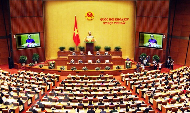 Chủ tịch Quốc hội Nguyễn Thị Kim Ngân đọc diễn văn khai mạc kỳ họp thứ 7, Quốc hội khóa XIV. (Ảnh: Nguyễn Dân/TTXVN)