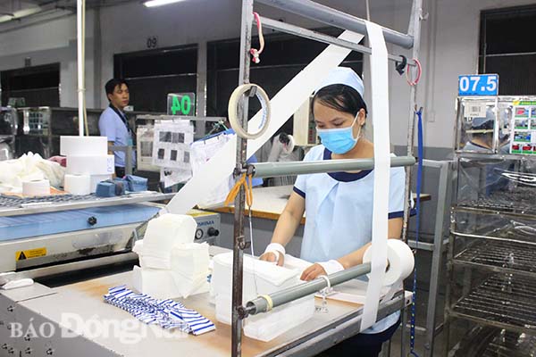 Người lao động của Công ty TNHH Asia Garment Manufacturer Việt Nam (Khu công nghiệp Amata, TP.Biên Hòa) trong giờ làm việc