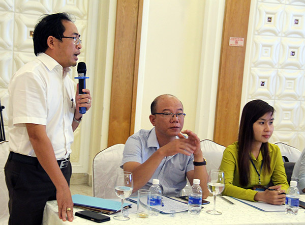 Lãnh đạo Khu du lịch Bửu Long chia sẻ ý kiến tại hội nghị.