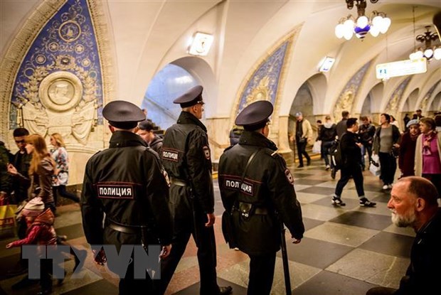 Cảnh sát Nga tuần tra tại thủ đô Moskva. (Nguồn: AFP/TTXVN)