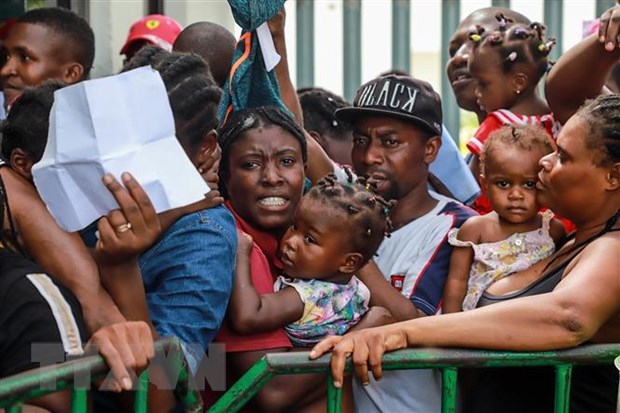 Người di cư trong hành trình tới Mỹ tại Tapachula, bang Chiapas, Mexico. (Nguồn: AFP/TTXVN)