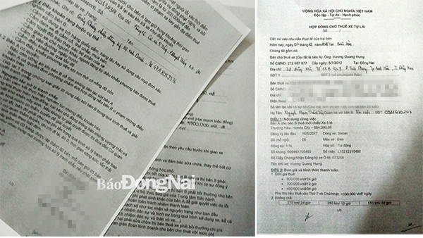 Hợp đồng cho thuê xe tự lái giữa anh Hưng và chị T.