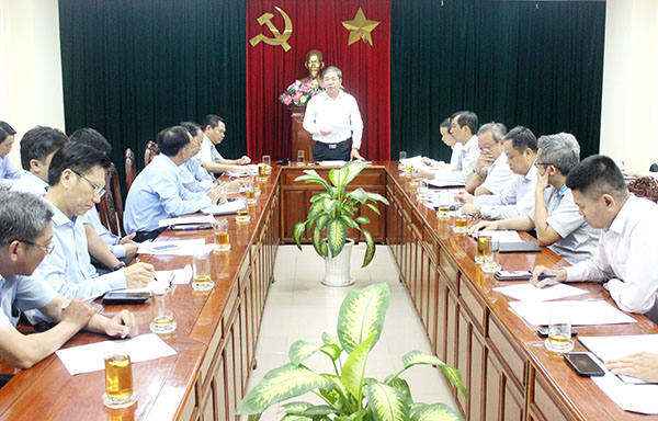 Phó chủ tịch UBND tỉnh Nguyễn Quốc Hùng chỉ đạo tại cuộc họp.