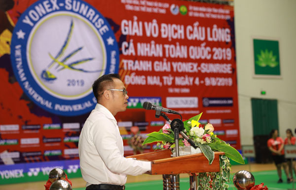 Phó giám đốc Sở Văn hóa - thể thao và du lịch Nguyễn Xuân Thanh phát biểu khai mạc giải