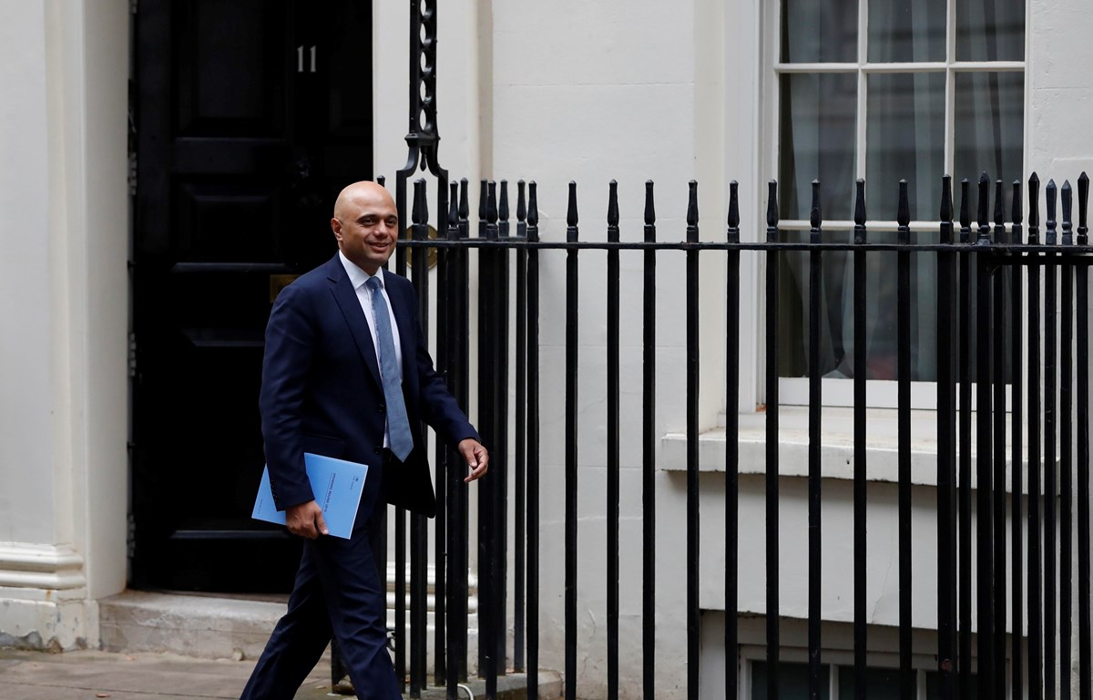 Bộ trưởng Tài chính Anh Sajid Javid tại thủ đô London ngày 4/9/2019. (Ảnh: THX/TTXVN)