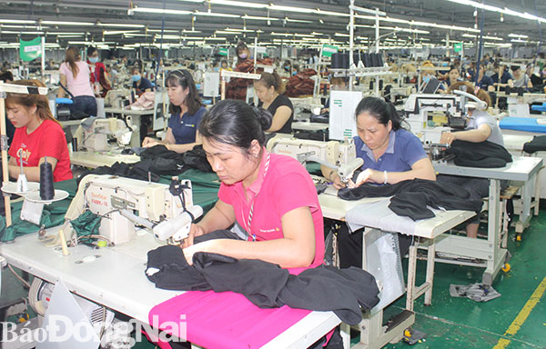 Công nhân Công ty TNHH Namyang Sông Mây, Khu công nghiệp Sông Mây, huyện Trảng Bom trong giờ sản xuất (Ảnh tư liệu)