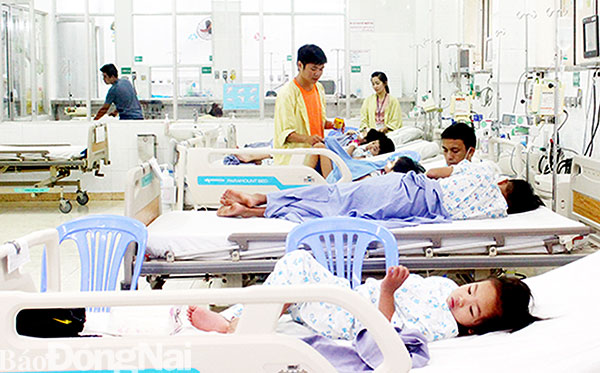 Nhiều bệnh nhân bị sốt xuất huyết nặng đang nằm điều trị tại Khoa Hồi sức tích cực chống độc Bệnh viện nhi đồng Đồng Nai