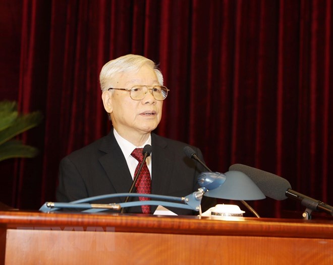 Tổng bí thư, Chủ tịch nước Nguyễn Phú Trọng phát biểu tại lễ kỷ niệm. Ảnh: TTXVN