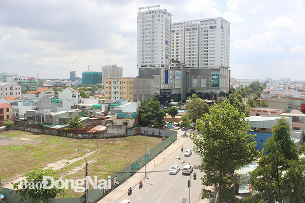 Khu đất ngã tư đường Võ Thị Sáu giao với đường Hà Huy Giáp (TP.Biên Hòa) đã được đấu giá, nhà đầu tư đang làm hồ sơ để xây dựng dự án. Ảnh: Hương Giang