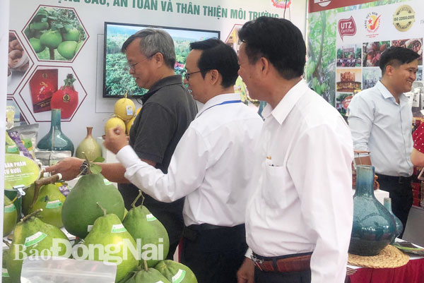 Chủ tịch UBND tỉnh Đồng Nai Cao Tiến Dũng thăm gian hàng trưng bày sản phẩm OCOP của Đồng Nai tại Hội nghị tổng kết 10 năm Chương trình mục tiêu quốc gia xây dựng nông thôn mới, giai đoạn 2010-2020 tổ chức tại tỉnh Nam Định